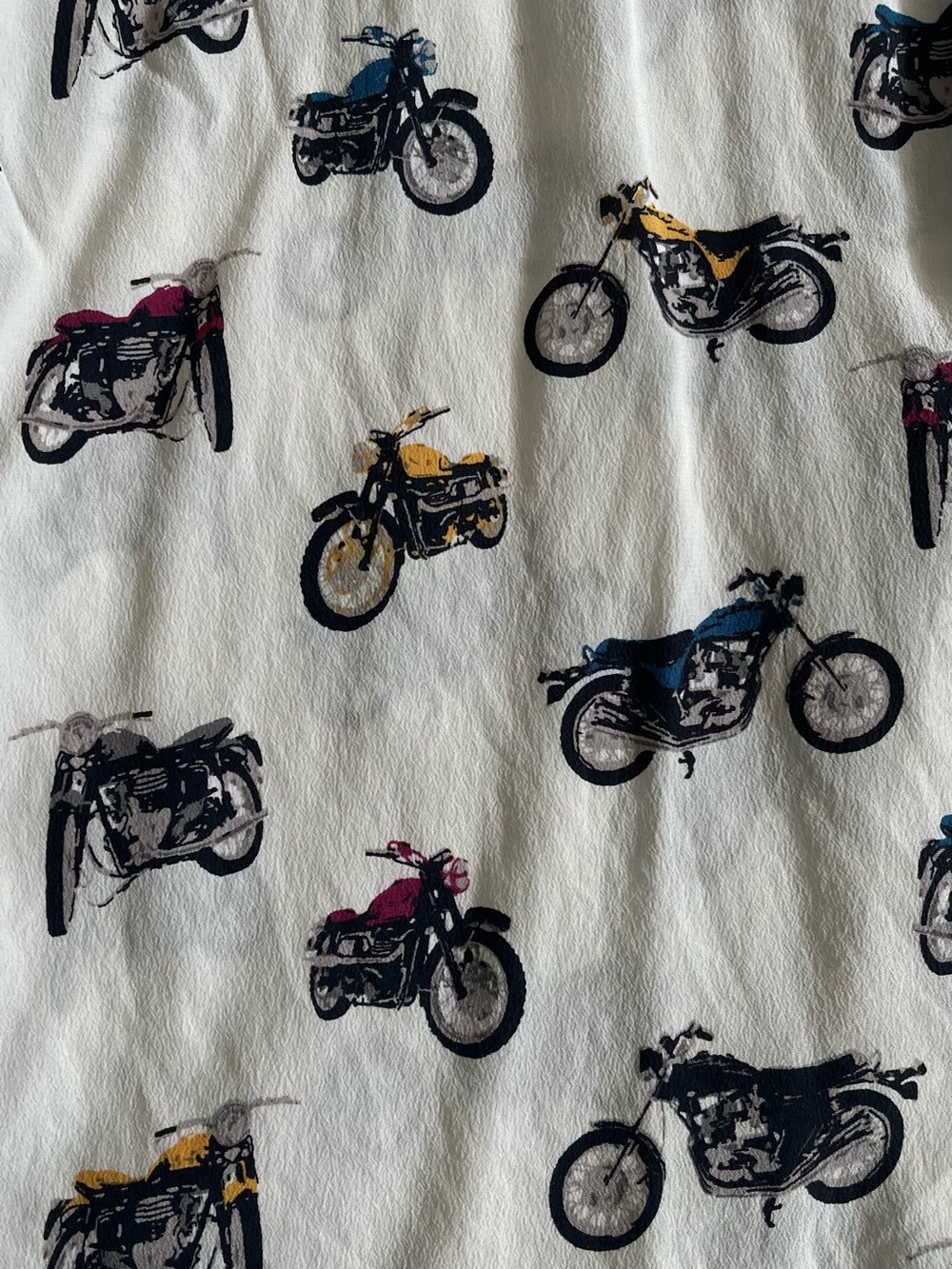 Equipment Cream Blouse with Black and Yellow Motorcycle Print - Picture 7 of 11